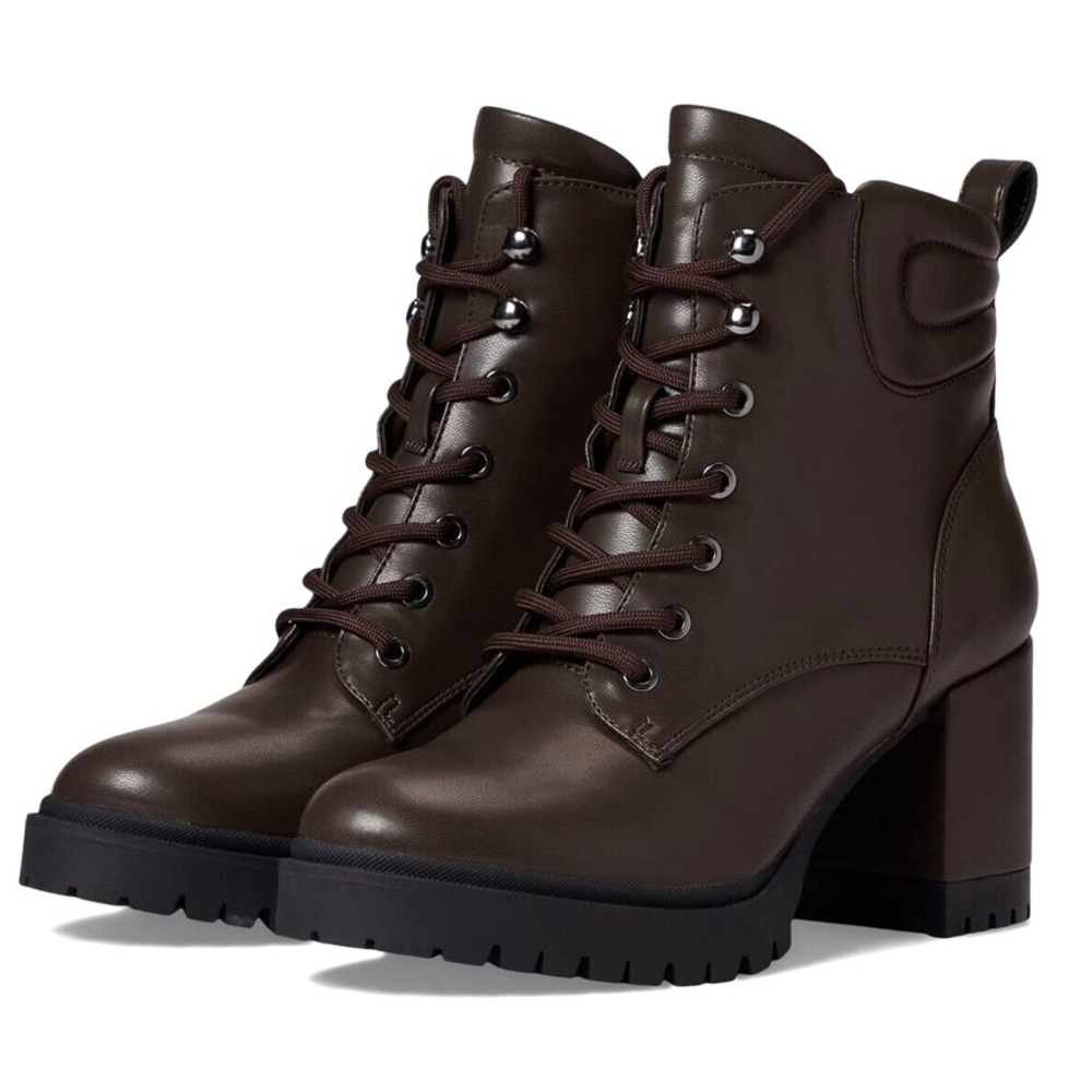Aerosoles Esen brown lace up heeled combat boots 10